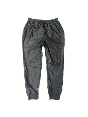 🛍️ 2/$20 ENTIRE SHOP - GUESS Faux Leather Joggers Black Large Drawstring
